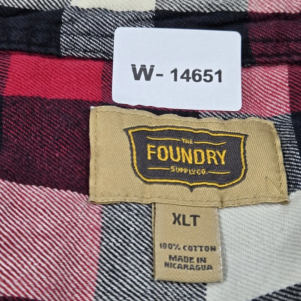 The Foundry Supply Co Men Button Up Shirt XLT Red Plaid Flannel